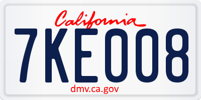 CA license plate 7KE008