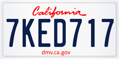 CA license plate 7KED717