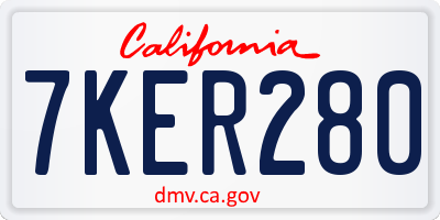 CA license plate 7KER280