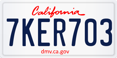 CA license plate 7KER703