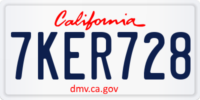CA license plate 7KER728
