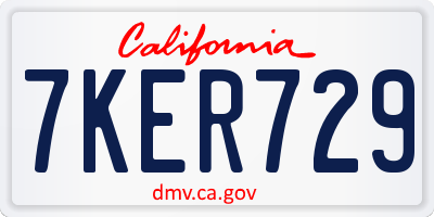 CA license plate 7KER729