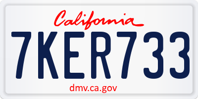 CA license plate 7KER733