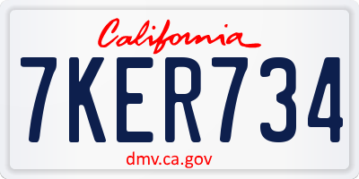 CA license plate 7KER734