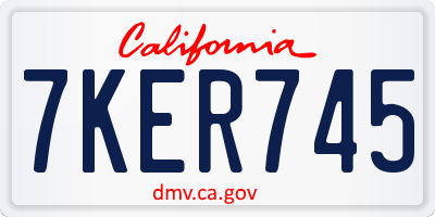 CA license plate 7KER745