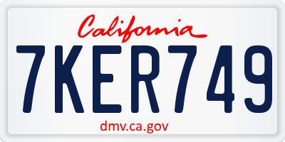 CA license plate 7KER749