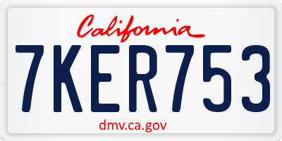 CA license plate 7KER753