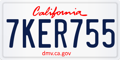 CA license plate 7KER755
