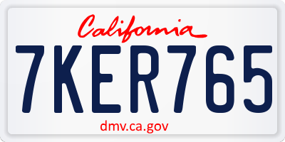 CA license plate 7KER765