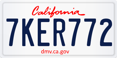 CA license plate 7KER772