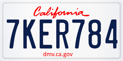 CA license plate 7KER784