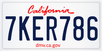 CA license plate 7KER786
