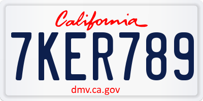 CA license plate 7KER789