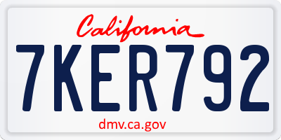 CA license plate 7KER792