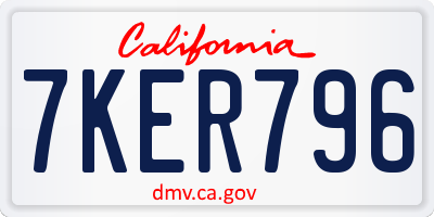 CA license plate 7KER796
