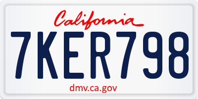 CA license plate 7KER798