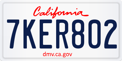 CA license plate 7KER802