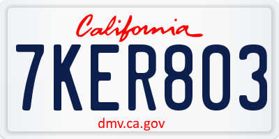 CA license plate 7KER803