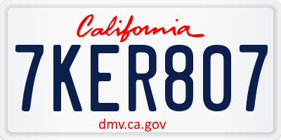 CA license plate 7KER807