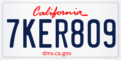 CA license plate 7KER809