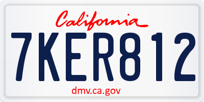 CA license plate 7KER812