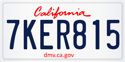 CA license plate 7KER815