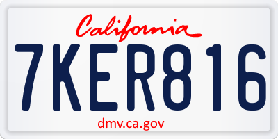 CA license plate 7KER816