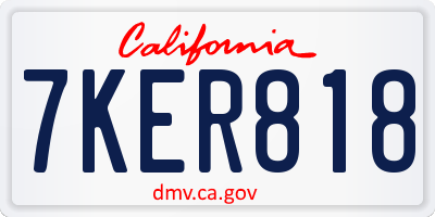 CA license plate 7KER818