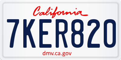 CA license plate 7KER820