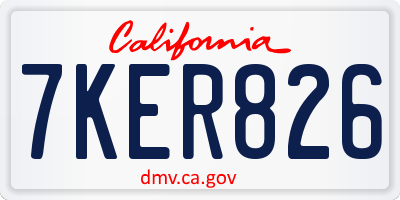 CA license plate 7KER826