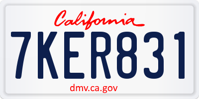 CA license plate 7KER831