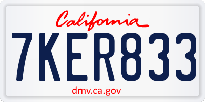 CA license plate 7KER833
