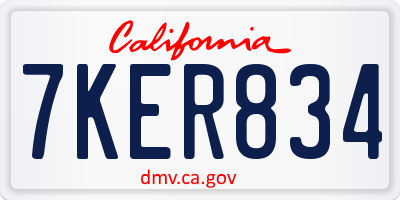 CA license plate 7KER834