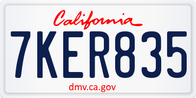 CA license plate 7KER835