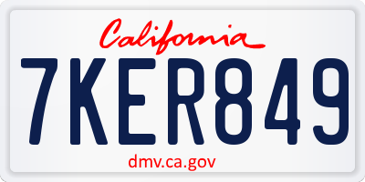 CA license plate 7KER849