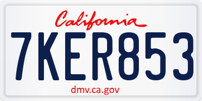 CA license plate 7KER853