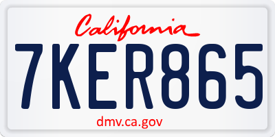 CA license plate 7KER865