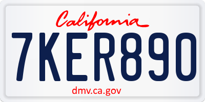 CA license plate 7KER890
