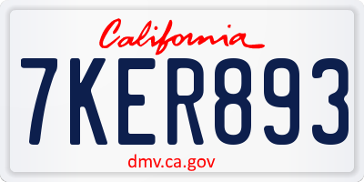 CA license plate 7KER893