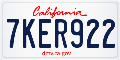 CA license plate 7KER922