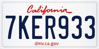 CA license plate 7KER933