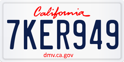 CA license plate 7KER949