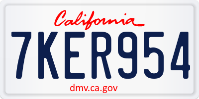 CA license plate 7KER954