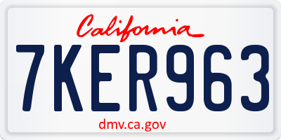 CA license plate 7KER963