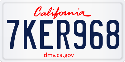 CA license plate 7KER968