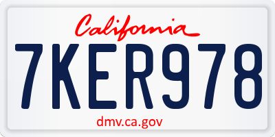 CA license plate 7KER978