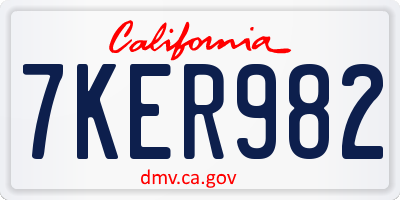CA license plate 7KER982