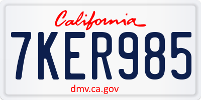 CA license plate 7KER985