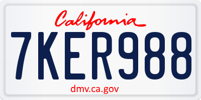 CA license plate 7KER988