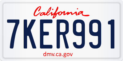 CA license plate 7KER991